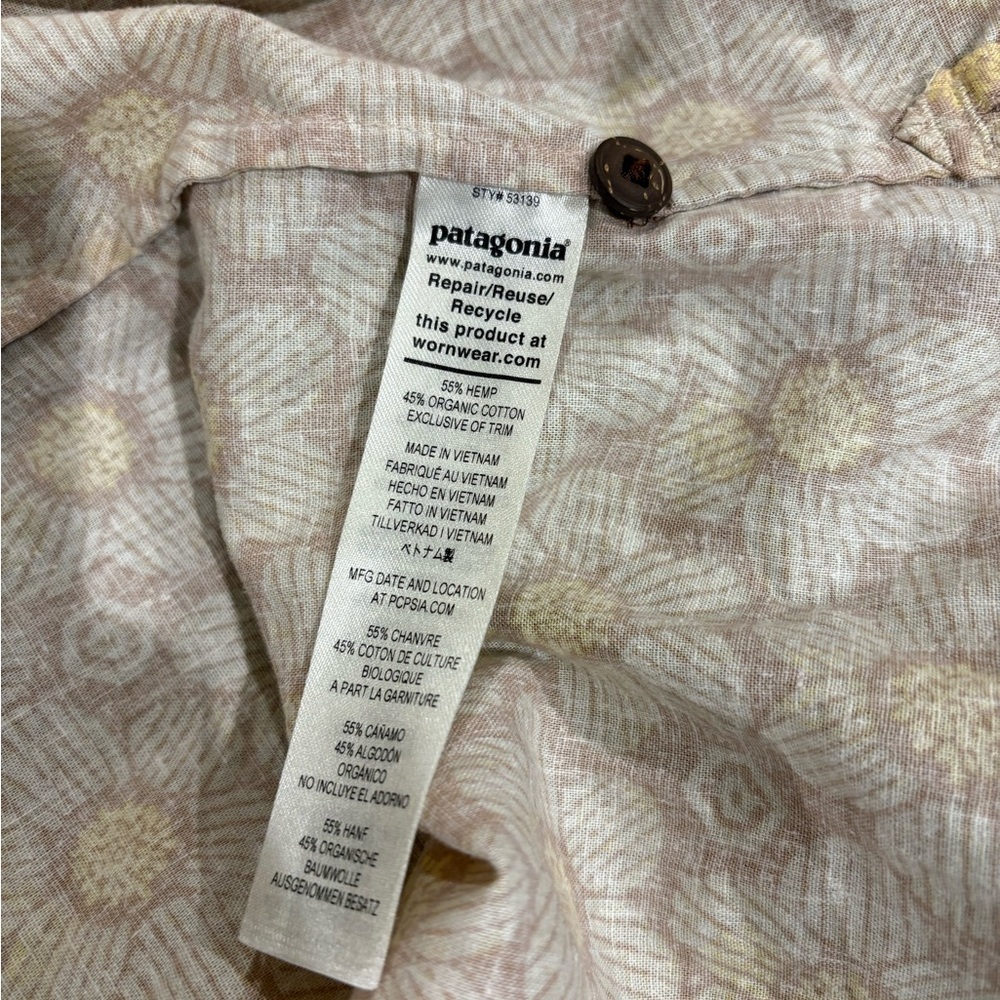 Patagonia Men's Back Step Shirt short sleeve button down beige floral XL - Picture 6 of 7